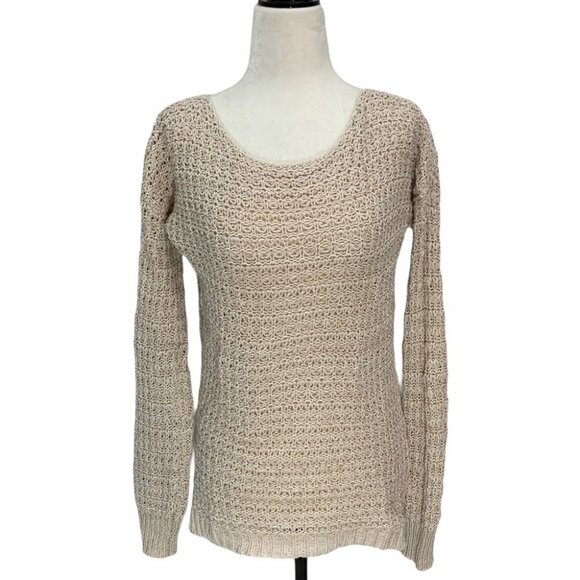𝅺anthropologie💕ruby Moon Blush Open Weave Long Sleeve Sweater Size S - Picture 1 of 9